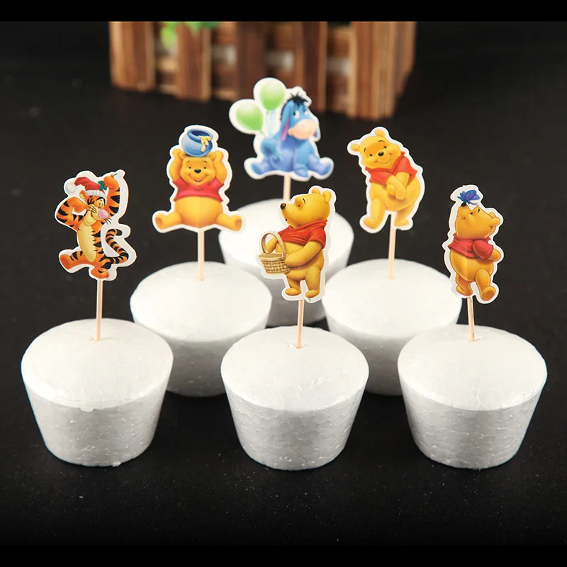 24pcs Disney Winnie the Pooh Cupcake Toppers Picks Kids Birthday Party Wedding Decoration cake Supplies Baby Shower Decorations | Дом и сад
