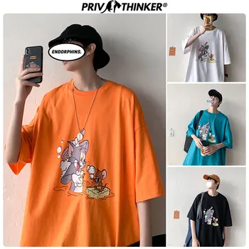 

Privathinker Men 2020 Fashion Colorful O-Neck Print Tshirt Men Summer Couple Harajuku T-Shirt Woman Loose Korean T-shirt Clothes