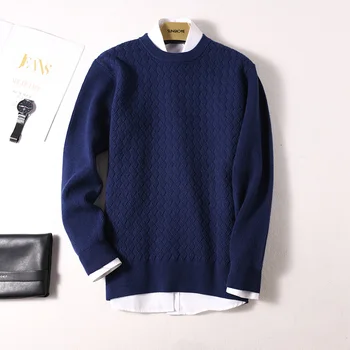 

2019 New Style Man Sweaters Cashmere and Wool Knitting Jumpers Men Winter O-neck Pullovers Textured sweater thick man sweater