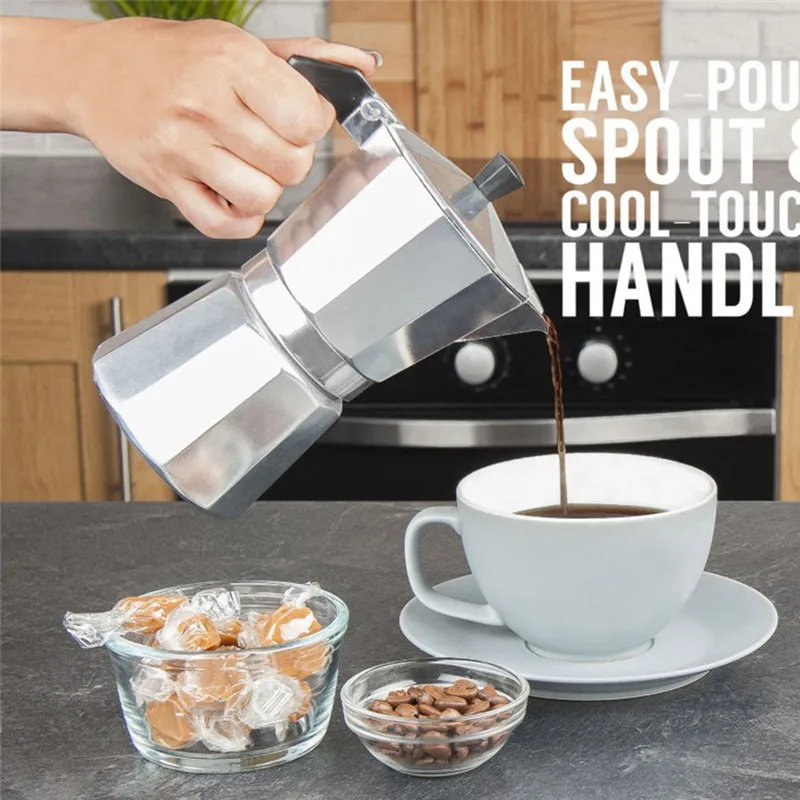 50/150/300/450/600ml Octagonal Aluminum Coffee Maker Durable Moka Cafeteira Expresso Percolator Pot Practical | Дом и сад