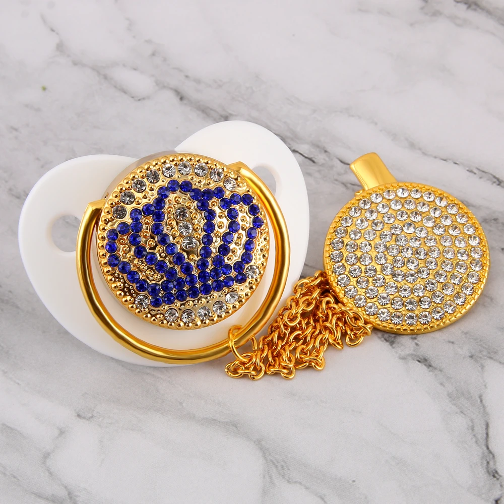 Роскошные Детские Bling соску со стразами белый жемчуг кристалл Ортодонтическая