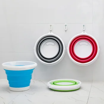 

Round Plastic Bucket Portable Folding Bucket Collapsible Plastic Hanging Bucket Car Wash Fishing Bucket Outdoor Home 3/5/10L
