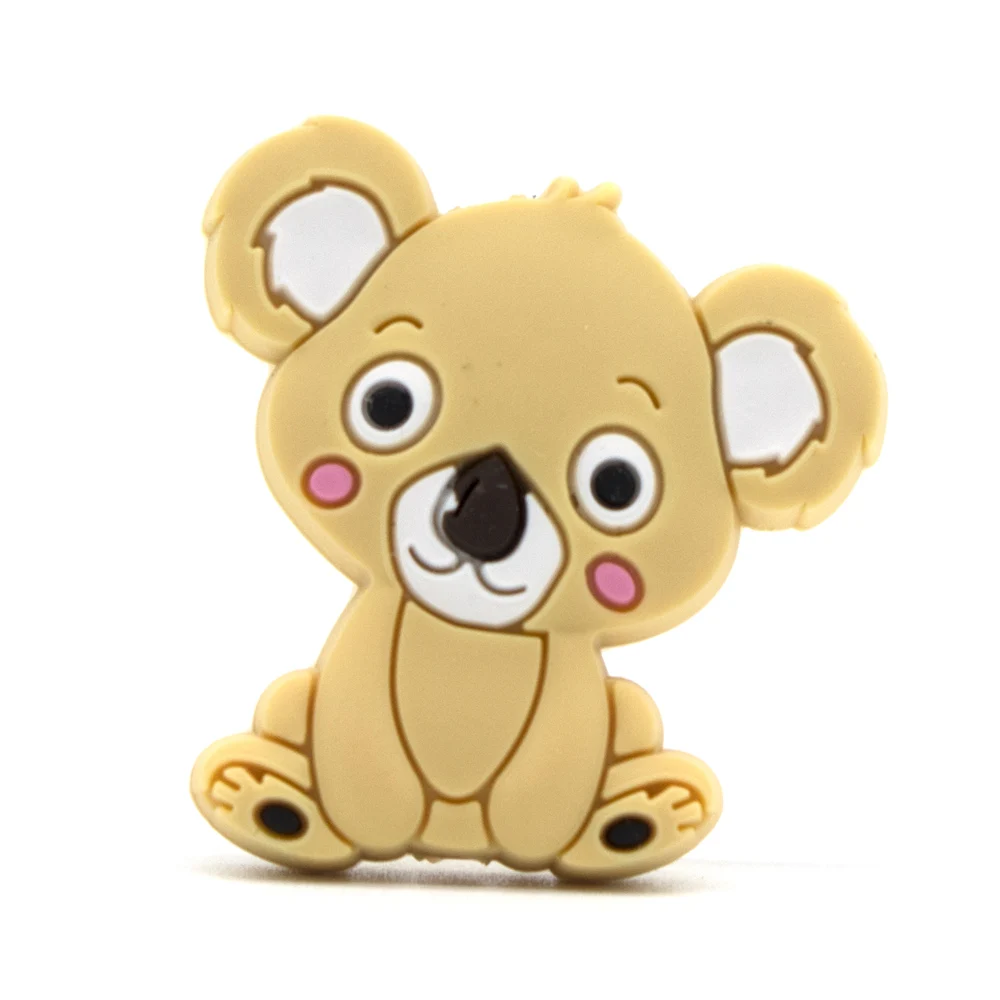10 шт. силиконовые бусины Koala Panda Perle, прорезыватели для зубов в виде животных, прорезыватели для зубов, DIY Mordedor Siliconen коралловые бусины - Цвет: Koala Khaki