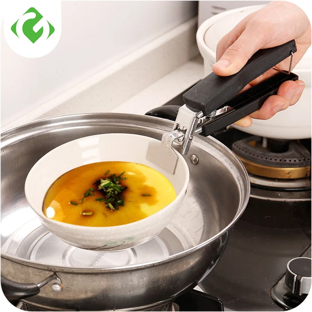 Stainless Steel Pot Pan Gripper Kitchen Tools Dish Plate Gripper Clip  Utensil Clip Holder Dish Clamp Bowl Plate Clamp for Frying Restaurant Style  A 