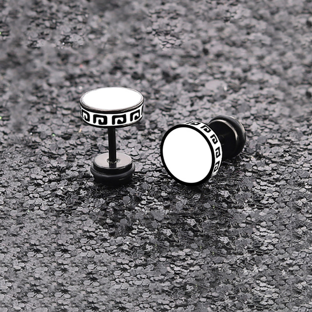 Piecs High Grade Round Shape Vintage Stud Earrings for Men Women Unisex Trendy Titanium steel Party  Ear Jewelry Gift