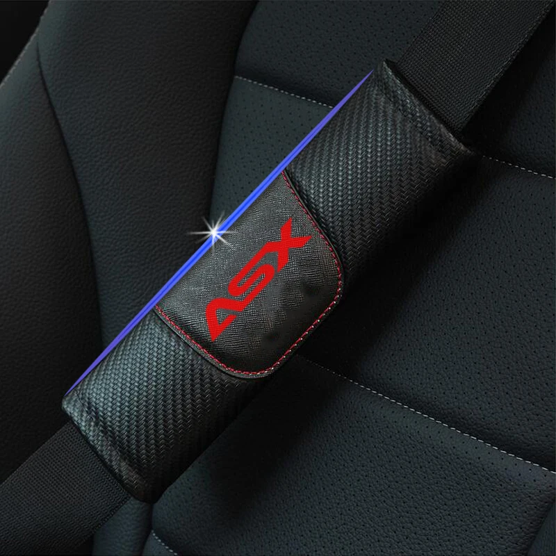 Для Mitsubishi Asx 2 шт углеродное волокно кожаная накладка для ремня безопасности автомобиля Авто Ремень безопасности Наплечная Накладка для автомобиля Стайлинг