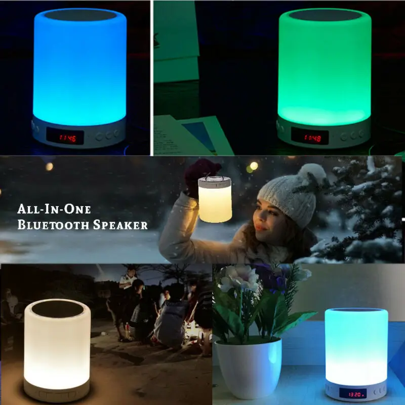 Мини мигающий беспроводной Bluetooth динамик бытовой Красочный светодиодный ночник s с будильником