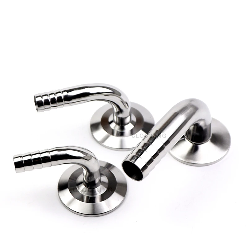 12.7/14/16/19/25/32/38/45/51/mm OD 304/316 Sanitary Hose Barb Pipe Fitting 1.5" 2&rdquo; Tri Clamp 50.5mm/64mm Ferrule 90 Degree Elbow Pipe Fitting