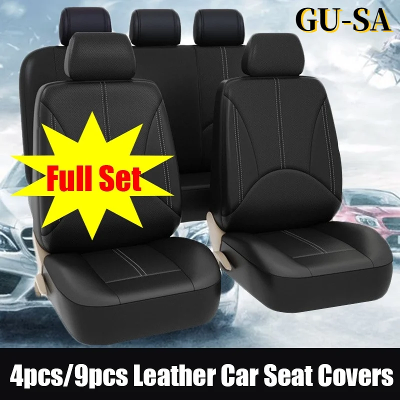 5-Seat Car PU Leather Seat Covers Cushion Front+Rear For Honda Accord Civic CRV