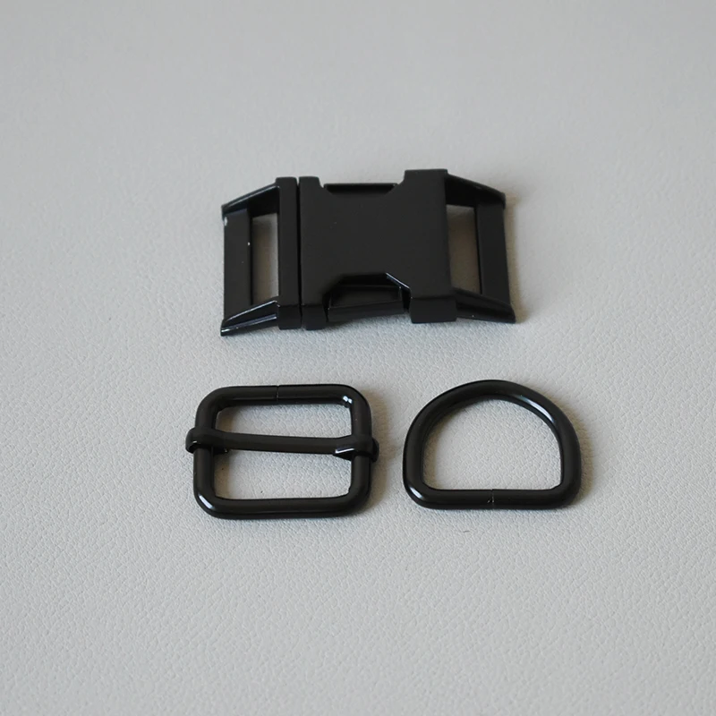 

100 suit (metal buckle+adjust buckle+D ring/set) manufacturer Zinc Alloy 25mm black high quality plated