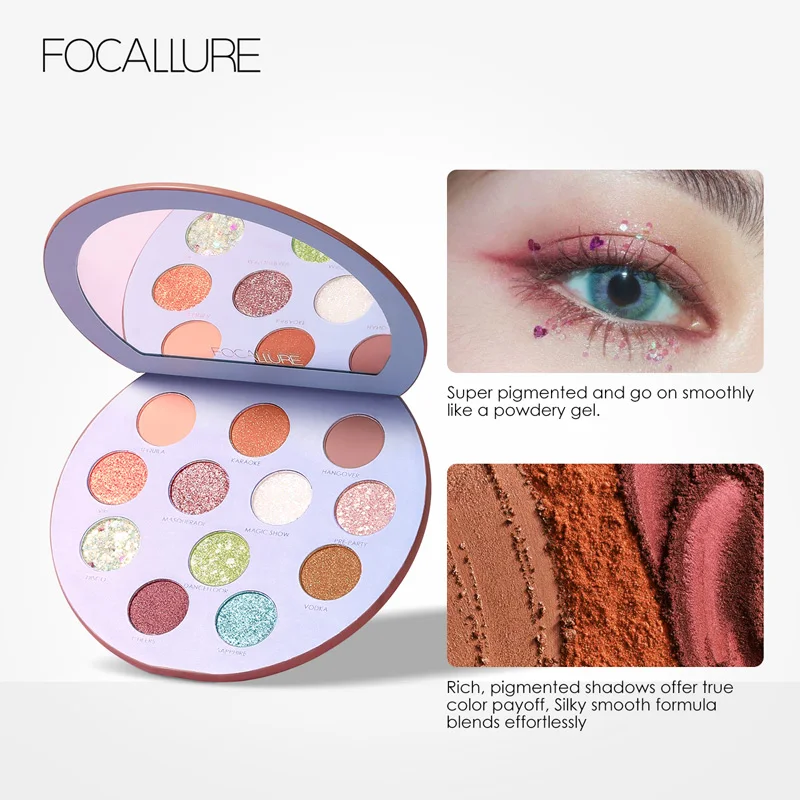 FOCALLURE, 3 стиля, тени для век, палитра Myserious Time, 12 цветов, палитра, блеск, макияж, тени для век