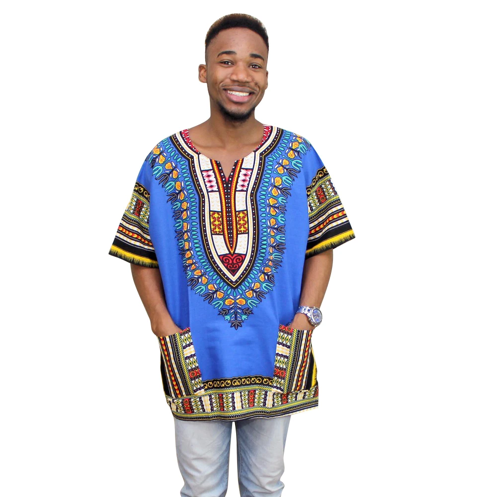 

2020 New Fashion Design African clothing Traditional Print 100% Cotton Dashiki T-shirt for unisex