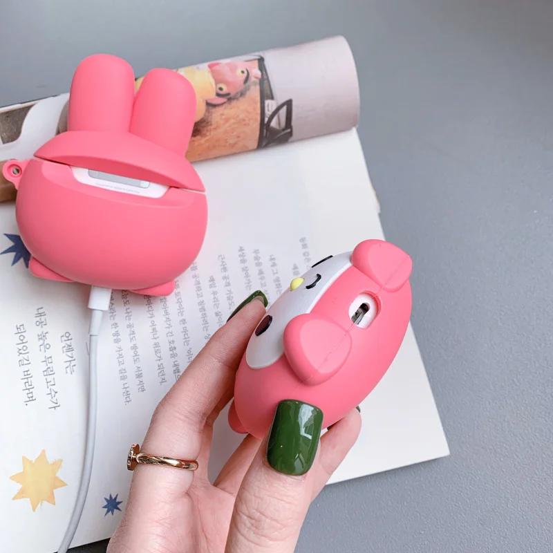 Чехол для наушников AirPods силиконовый 3D милый мультфильм розовый Кот защитный чехол для Apple Air pods 2 анти-осенние мягкие чехлы
