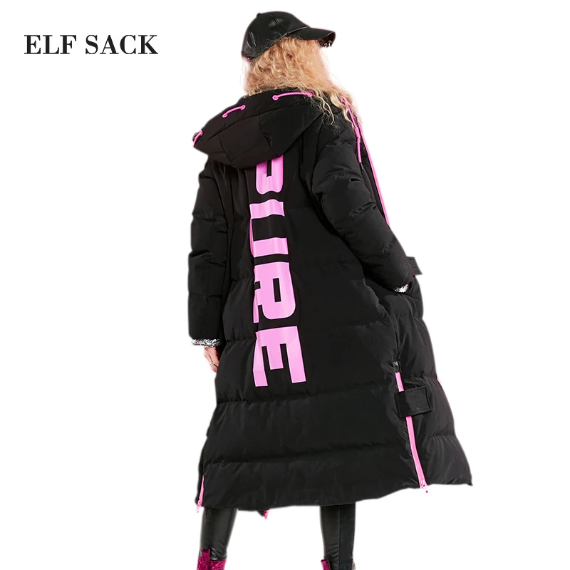 ELFSACK зима новинка Теплый Женский пуховик 90% белый утиный пух толстый полный