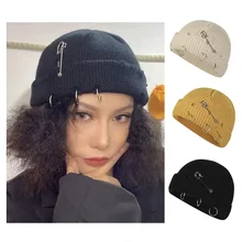 Chapeau à sertir en laine tricoté pour homme et femme, Style basique sauvage, à trous, nouvelle collection automne et hiver 