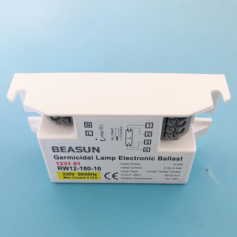 RW12-180-10 RW12-180-10A 120V 230V 4W-8W Germicidal UV Lamp Electronic Ballast for Lamp TUV4W TUV6W TUV8W