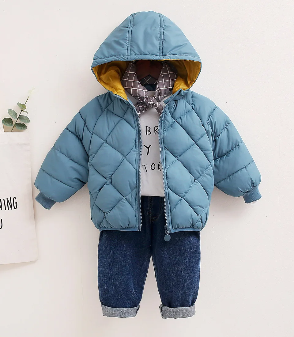 Winter Jacket Girl Coat Toddler Children Jackets Boys Girl Baby Thick parka Kids Warm Outerwear Hooded Snowsuit Overcoat Clothes - Цвет: Небесно-голубой