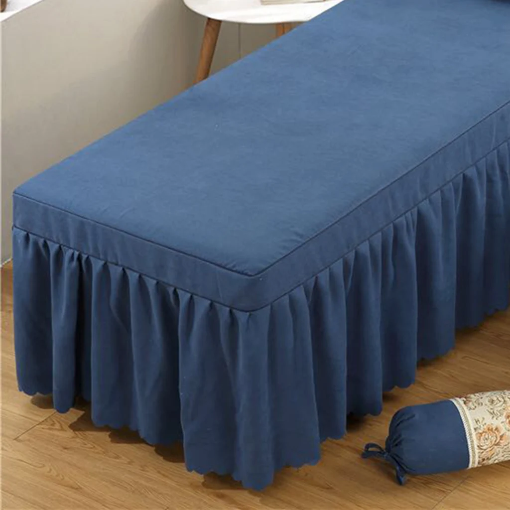 Beauty Face Bed Cover Massage Table Skirt Cotton Valance Sheet for Square Head Cosmetic Beds With Hole 75x31inch