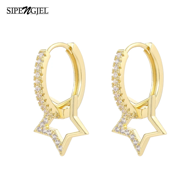 Drop Earrings Fashion Geometric Creativity Star Heart Pendant Hoop for Women Girls Party Jewelry