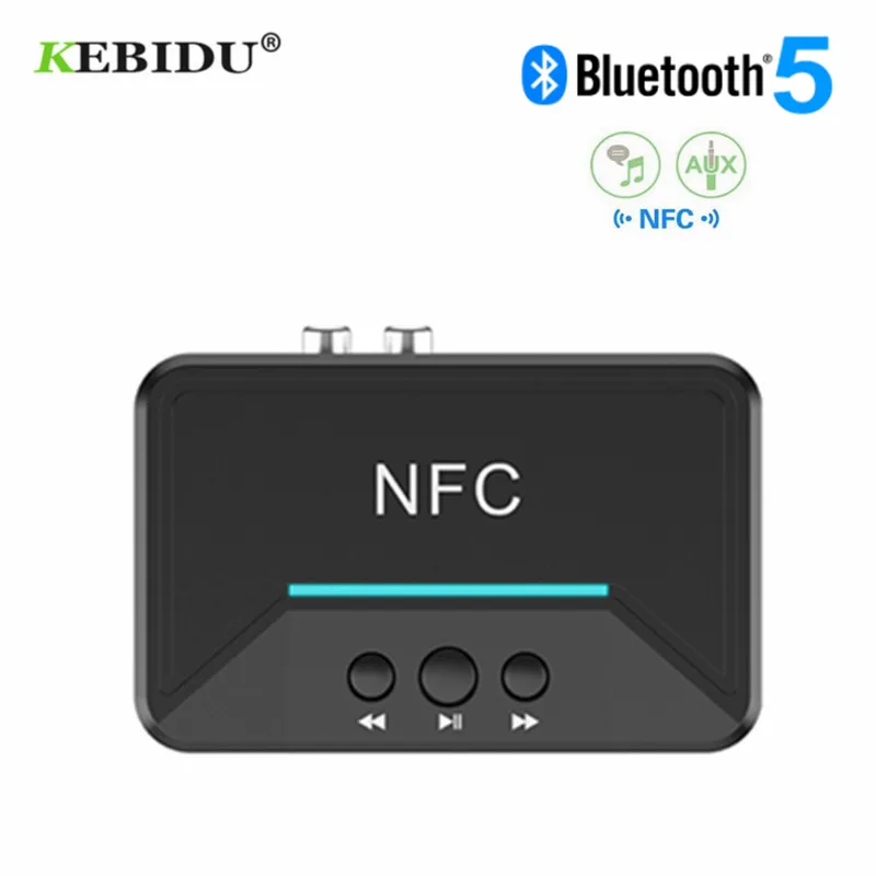 KEBIDU Bluetooth приемник NFC музыка стерео звук беспроводной адаптер 3,5 мм AUX/RCA Автомобильный Динамик Bluetooth аудио приемник