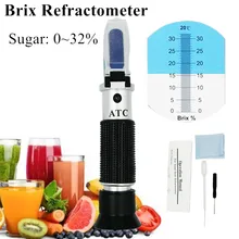 Handheld Brix Refractometer 0 ~ 32% Optische Suiker Voedsel Dranken Atc Inhoud Meter Tool Test 35% Off