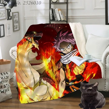 

Throw blanket Japan Anime Fairy Tail 3D Velvet Plush Blanket Bedspread For Kids Girls Sherpa Blanket Couch Quilt Cover Travel 01