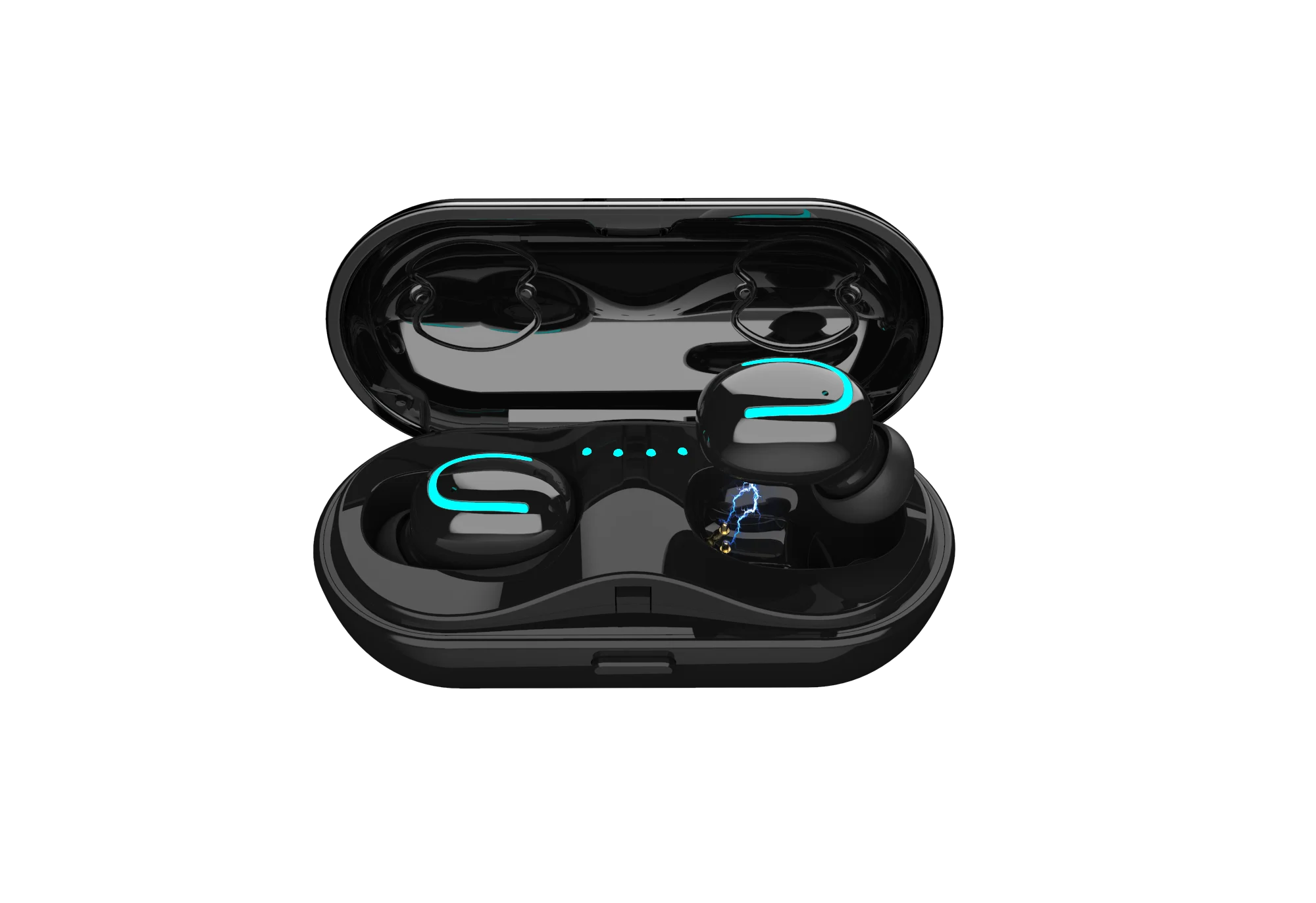 Беспроводные наушники Bluetooth 5,0, беспроводные наушники с отсеком для зарядки, водонепроницаемые наушники для телефонов, спортивные наушники - Цвет: Черный