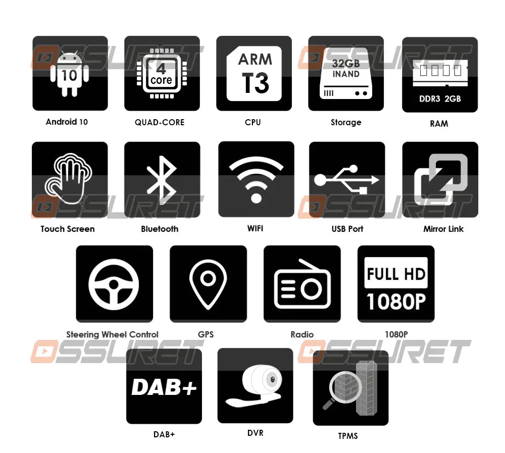 Hizpo 2G + 32G 9 дюймов Автомобильный Android 10 GPS навигатор 2 DIN автомобильный