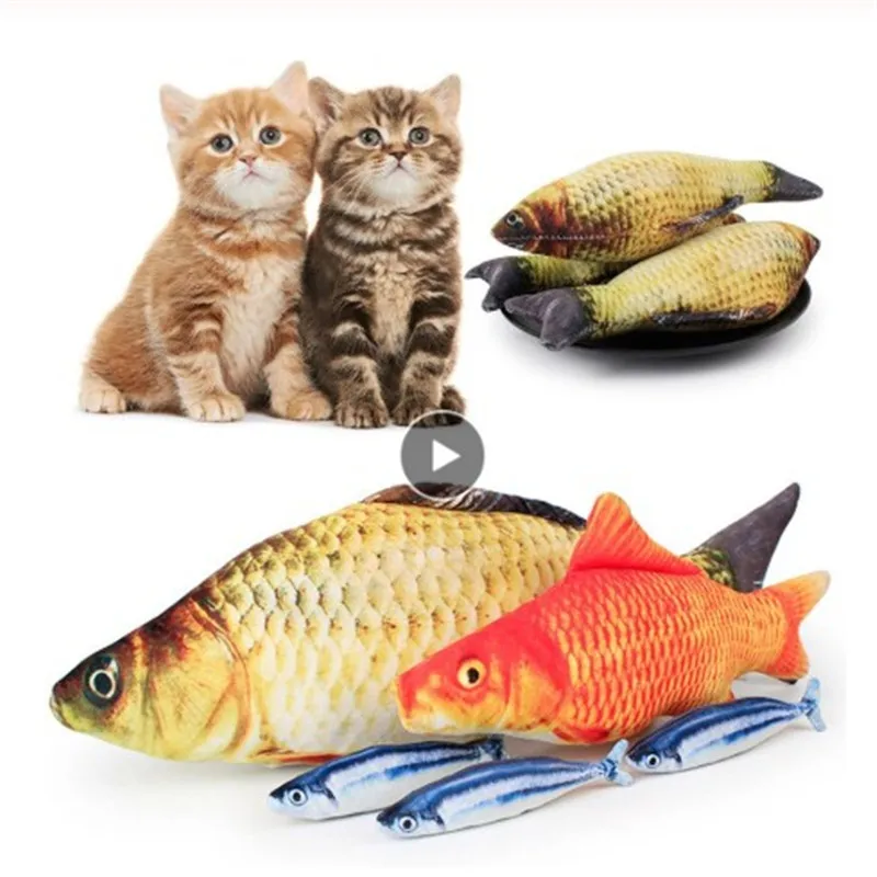 Catnip Pet Soft Plush Creative 3D Carp Fish Shape Cat Toy Gifts Fish Stuffed Pillow Doll Simulation Fish Playing Toy Pet Flannel