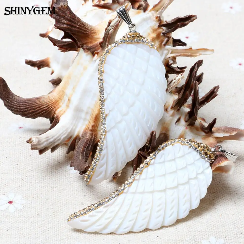 ShinyGem натуральный Абалон ракушка подвески крылья в винтажном классическом