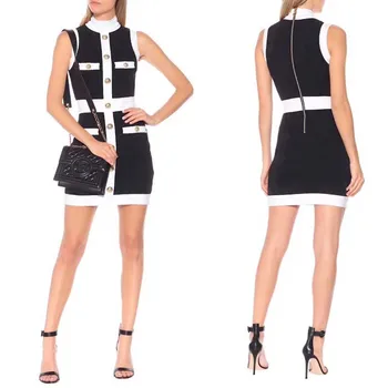 

wholesale 2020 Newest Women dress Black and White Elastic tight Fashion casual Celebrity Cocktail party bandage dress