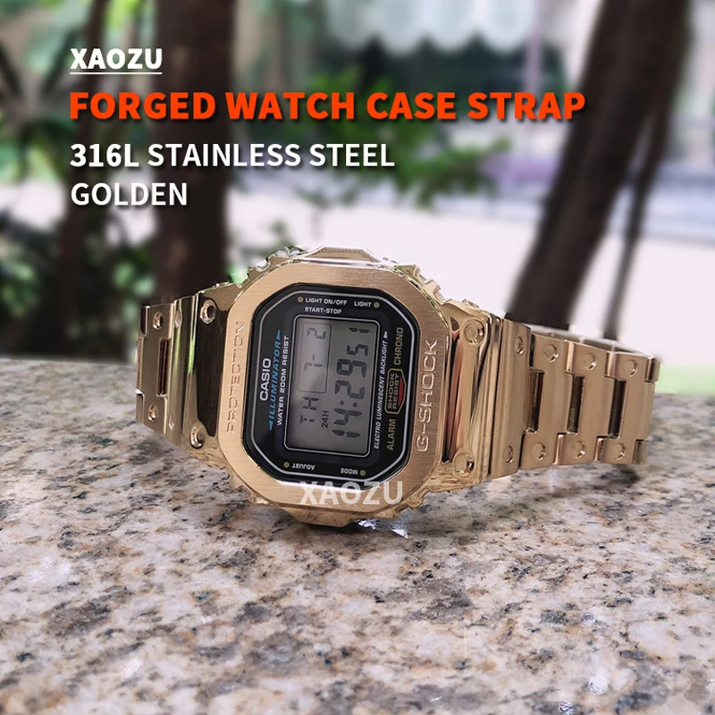 Ремешок для часов XAOZU G Shock DW5600 5610 G5600 E чехол из нержавеющей стали 316L Безель gw5000/5035