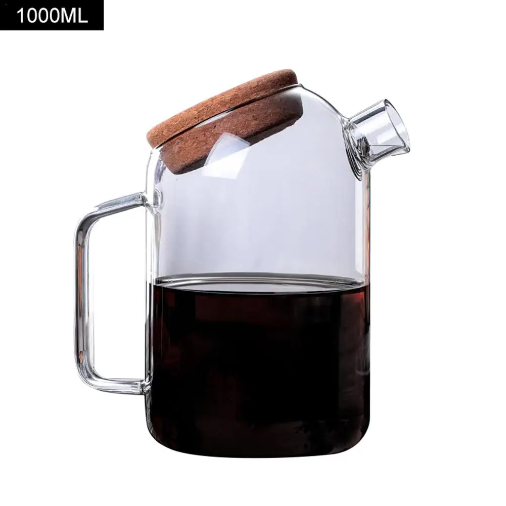1000ml Прозрачный стеклянный чайник, термостойкий большой чайник, стеклянная кофеварка, чайный набор, аксессуары для офиса, домашнего использования - Цвет: 1000ml