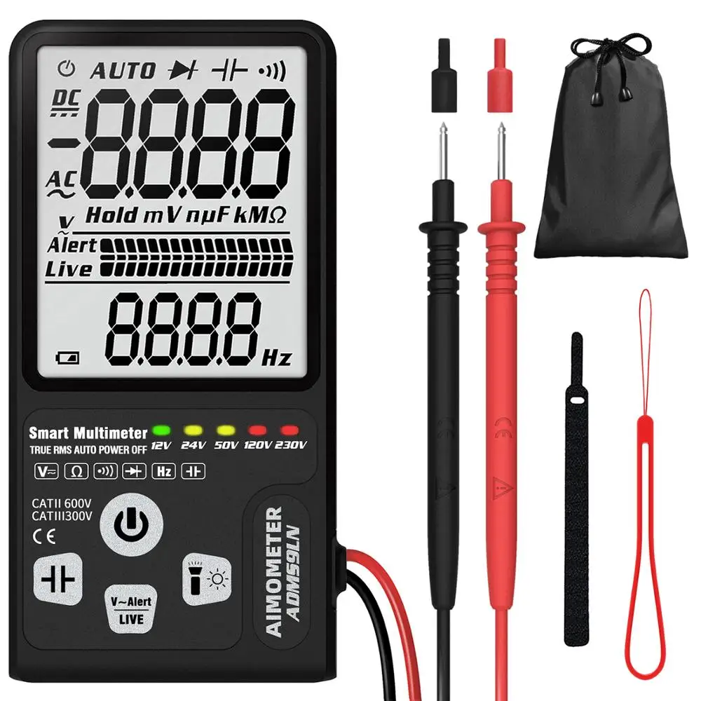 Цифровой мультиметр тестер 9999 AIMOMETER ADMS9LN Large3." LCD3-Line дисплей Вольтметр AC DC напряжение NCV OhmHz Диодная Емкость - Цвет: ADMS9LN With Bag