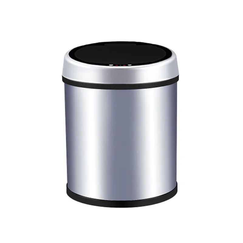 Intelligent induction trash can domestic automatic stainless steel bucket creative office living room with lid dustbin - Цвет: silvery