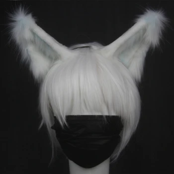 

New Christmas Handmade Work White Fox Wolf Ears Anime Lolita Kc Cosplay Headwear for Cosplay Party Costume Accessories