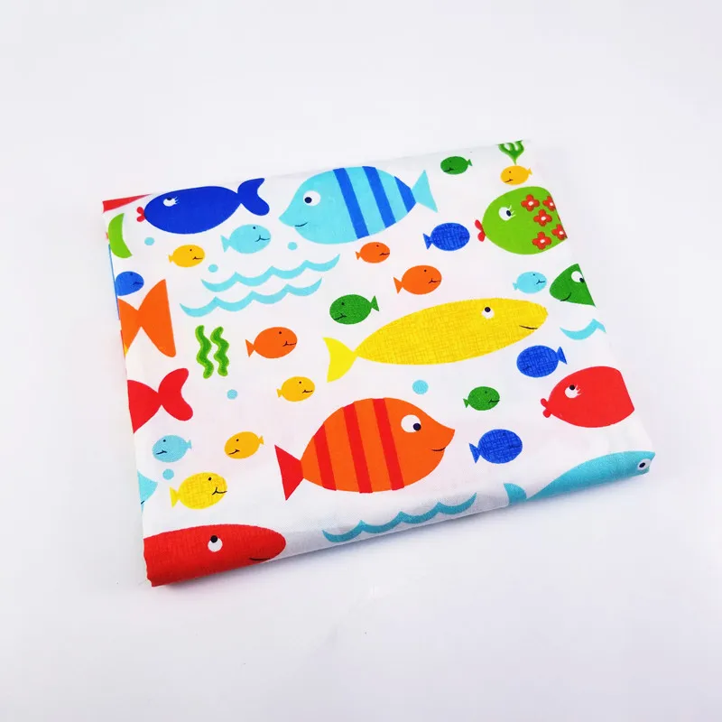 Цветная детская саржевая хлопковая ткань с принтом рыбы, хлопковая Лоскутная Ткань, шитье «сделай сам», стеганый материал для детей и малышей - Цвет: 50x80cm fish