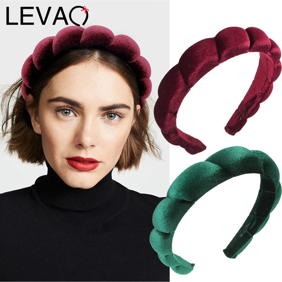 

LEVAO Solid Color Headband Velvet Bezel Turban for Women Hairband Girls Hair Accessories Head Hoop Hair Jewelry Rubber Band