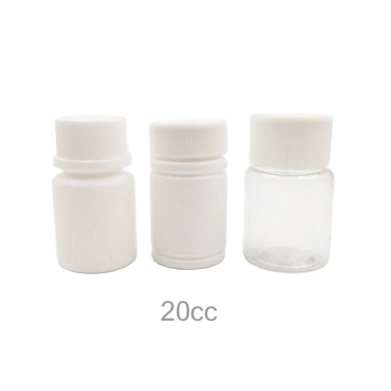 

102pcs 20g 20cc HDPE Mini Small Clear Pill Bottles with Screw Cap and Aluminum Sealer
