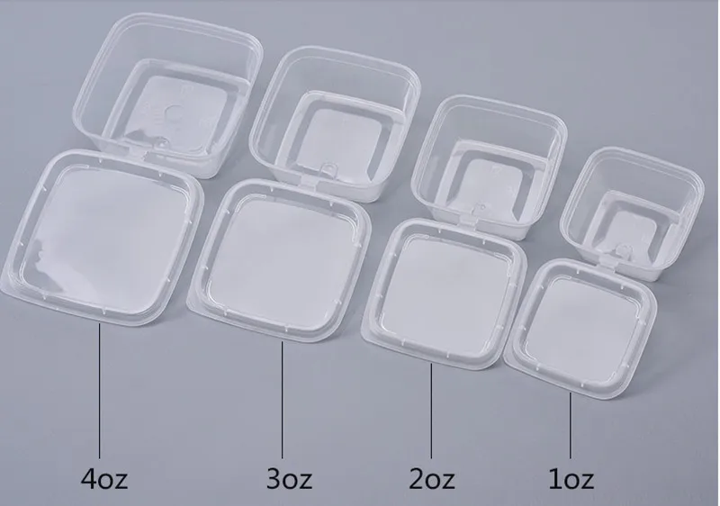 100pcs High quality transparent disposable pudding cup takeaway packaging small container square sauce plastic cup with lid