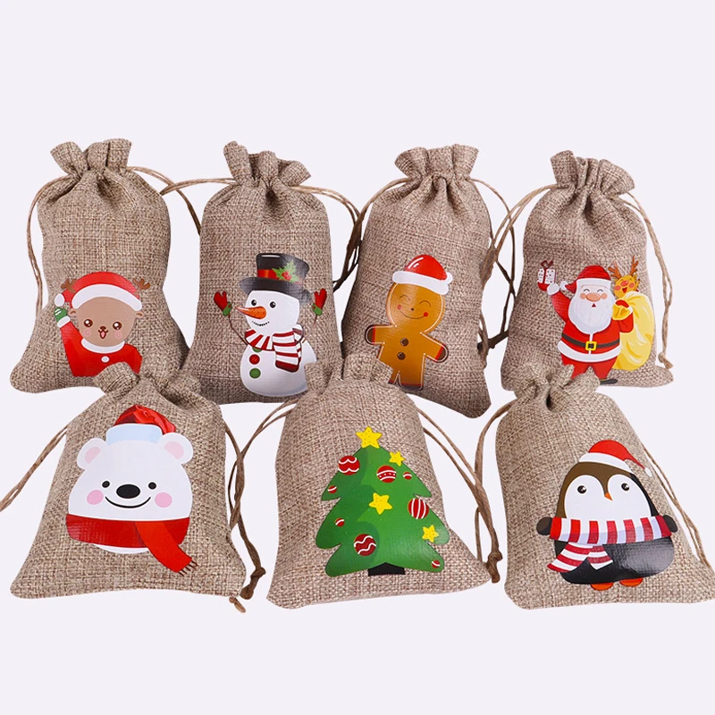 1Pc Santa Claus Christmas Gift Bag Decoration Gift Gunny Bag Christmas Socks Sack Small Object Candy Storage Bags