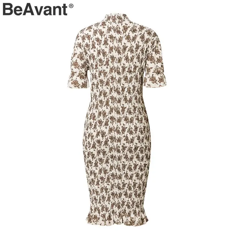 BeAvant, Ретро стиль, короткий рукав, бодикон, сексуальное платье, женское, цветочное, плиссированное, с оборками, миди, платья, женское, эластичное, твист, платье, халаты