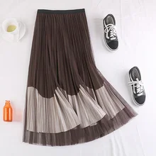 Осенне-зимние новые корейские юбки средней длины с высокой талией, тонкие сетчатые большие вечерние трапециевидные шерстяные юбки, женские юбки M894