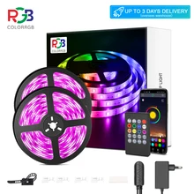 Bande lumineuse LED RVB 5050 à synchronisation musicale, cordons lumineux, à couleur changeante, avec micro intégré, lampes contrôlées par l'application, taille 5 m, 10m et 20m