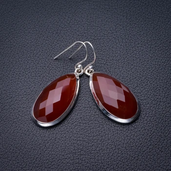 

StarGems Natural Carnelian Handmade 925 Sterling Silver Earrings 1.75" D6856
