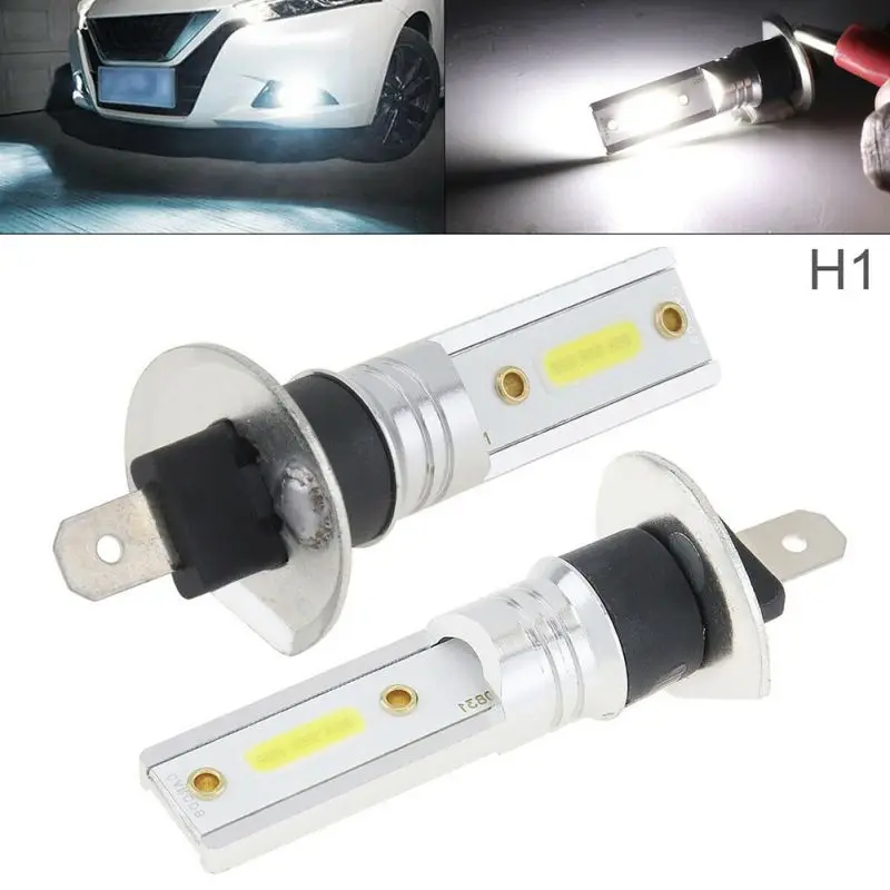 2 шт., автомобильные аксессуары H1 COB светодиодный головной светильник отличается высокой 6500 к вождения Светильник лампы белый светильник