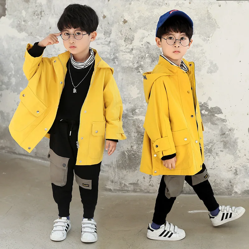 

CHILDREN'S Garment BOY'S Autumn Clothing Coat 2019 New Style Big Boy Spring And Autumn Boy Mid-length Trench Coat 15-Year-Old