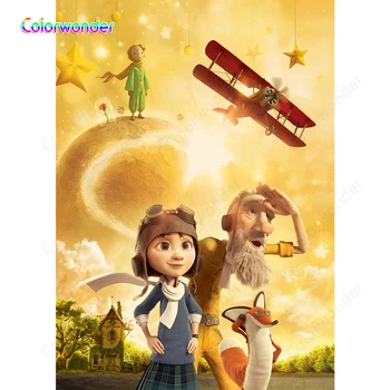 

Cartoon Little Prince with Aviator Photography Backdrop Boys Birthday Party Baby Shower Photo Background Vinyl Photo Booth Props