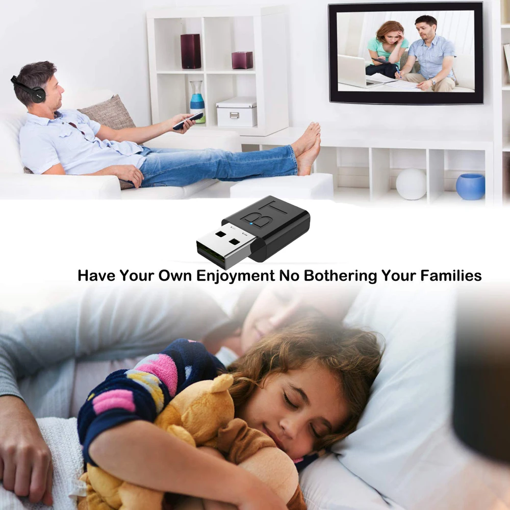 Wireless Headphones TV usb Connection Kit Lightweight Includes Televison Audio Transmitter Adapter Ideal for Private Watching