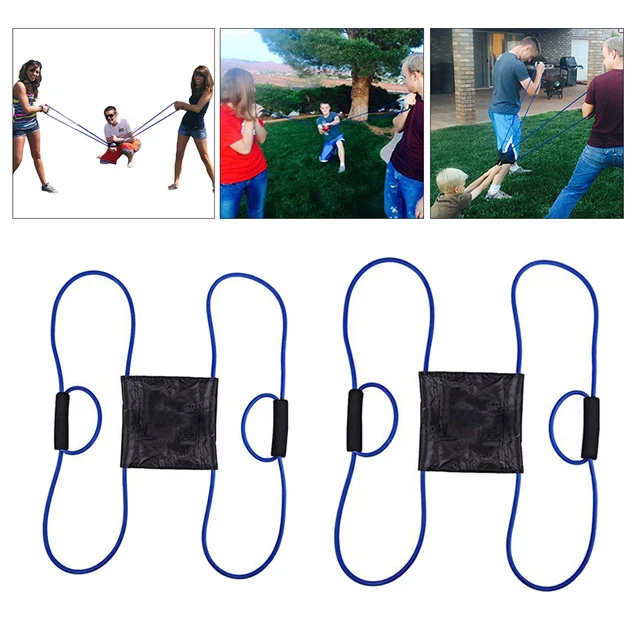 2 Pcs 3 Person Water Balloon Launcher Slingshot Summer Outdoor Toy Blue 2